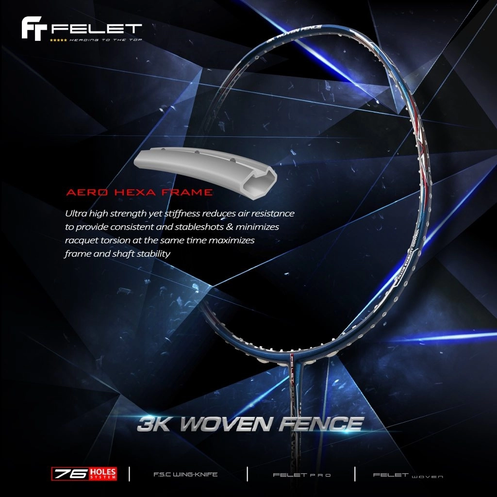 Công nghệ AERO HEXA FRAME của Vợt cầu lông Felet 3K Woven Fence